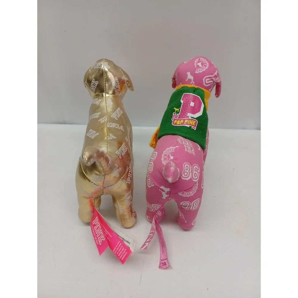 2 Victoria Secret Pink Mini Dog Stuffed Plush 7